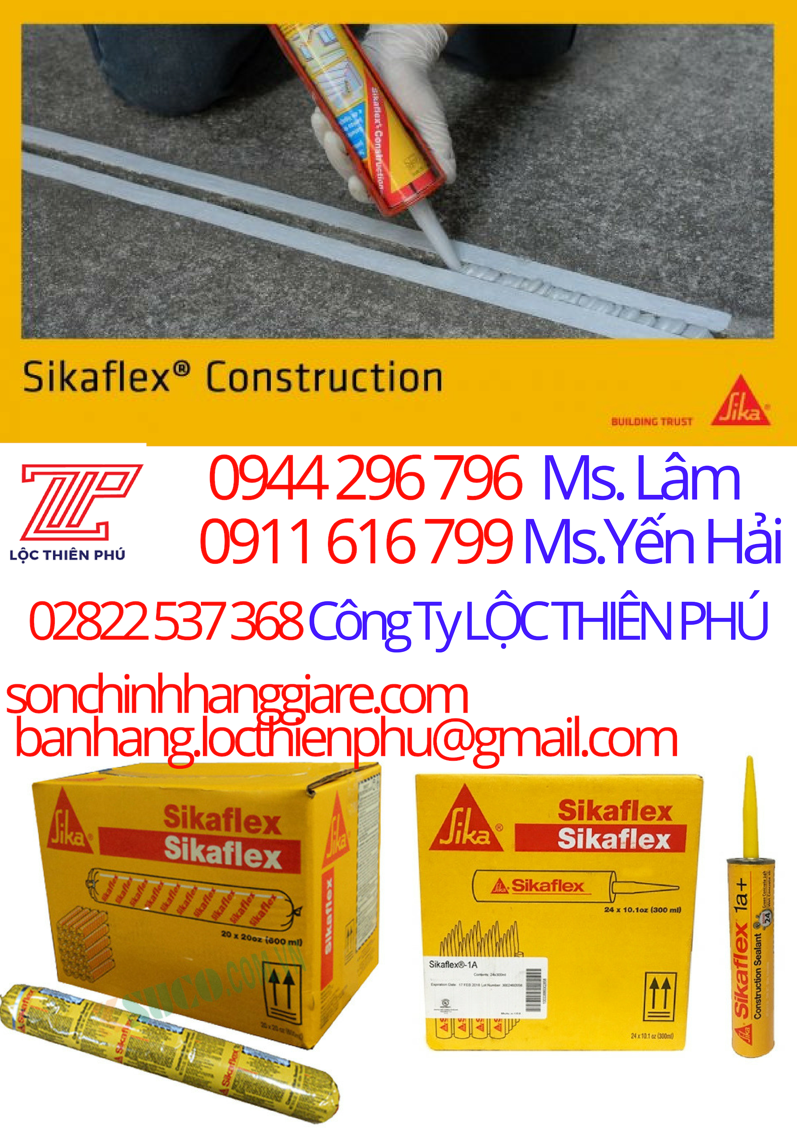 Đại Lý bán Sikaflex Construction AP Tuýp 600ml-Chất Trám Khe Một Thành Phần